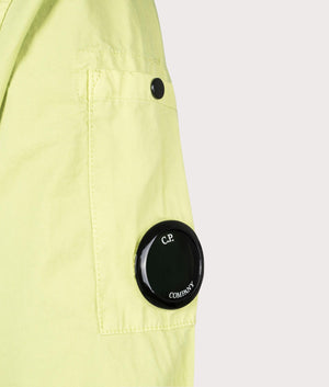 Gabardine Zipped Overshirt in White Pear by C.P.Company. EQVVS Detail Shot.