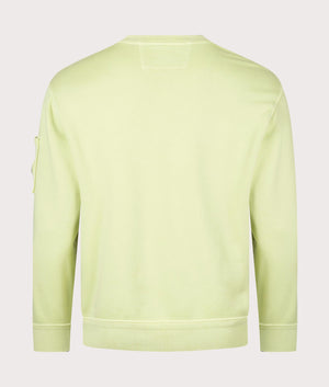 CP Company Cotton Diagonal Fleece Lens Sweatshirt in Pear White, 100% Cotton Back Shot at EQVVS