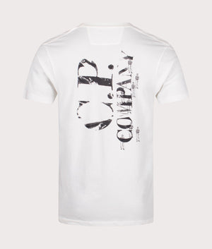 CP Company 30/1 Jersey Relaxed Graphic T-Shirt in Gauze White with Graphics on the Chest and CP Logo Back Print, 100% Cotton Back Shot at EQVVS