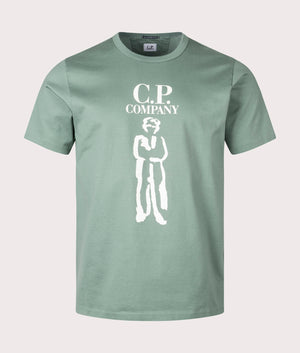 CP Company 30/2 Mercerized Jersey Twisted British Sailor T-Shirt in Green Bay Front Shot at EQVVS