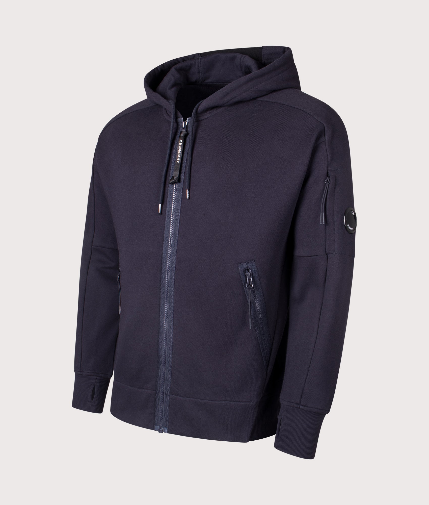 C.P. Company Diagonal Raised Zip Hoodie In Navy | EQVVS Menswear