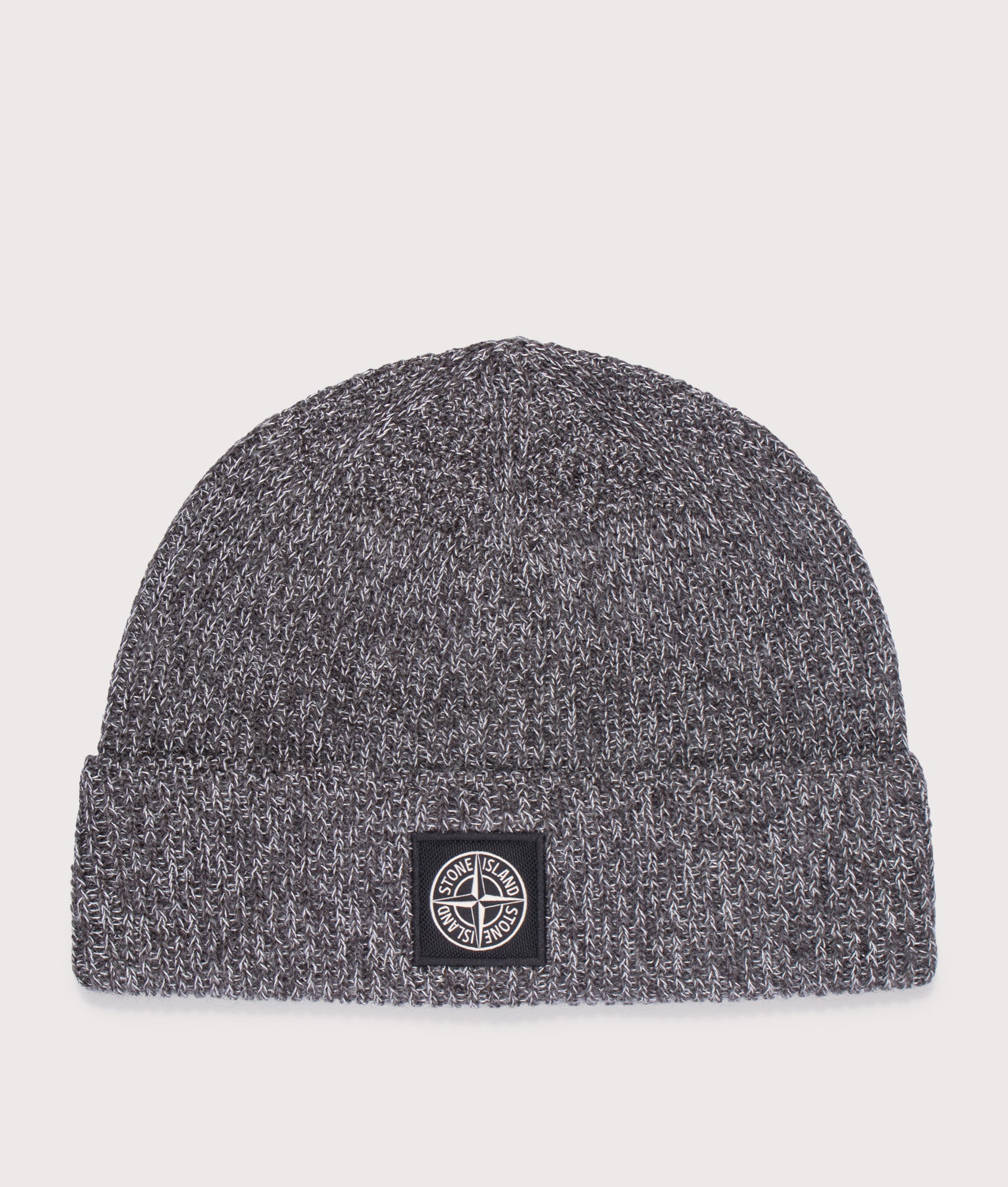 帽子 PROFESSIONAL KNIT CAP (GRAY) Reflective Knit Beanie in Cement Melange | STONE ISLAND | EQVVS