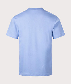 Rubberised Logo Colour Print T-Shirt in Cerulean by Versace Jeans Couture. EQVVS Back Angle Shot.