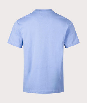 Relaxed Fit V Emblem Seas T-Shirt in Cerulean by Versace Jeans Couture. EQVVS Back Angle Shot.