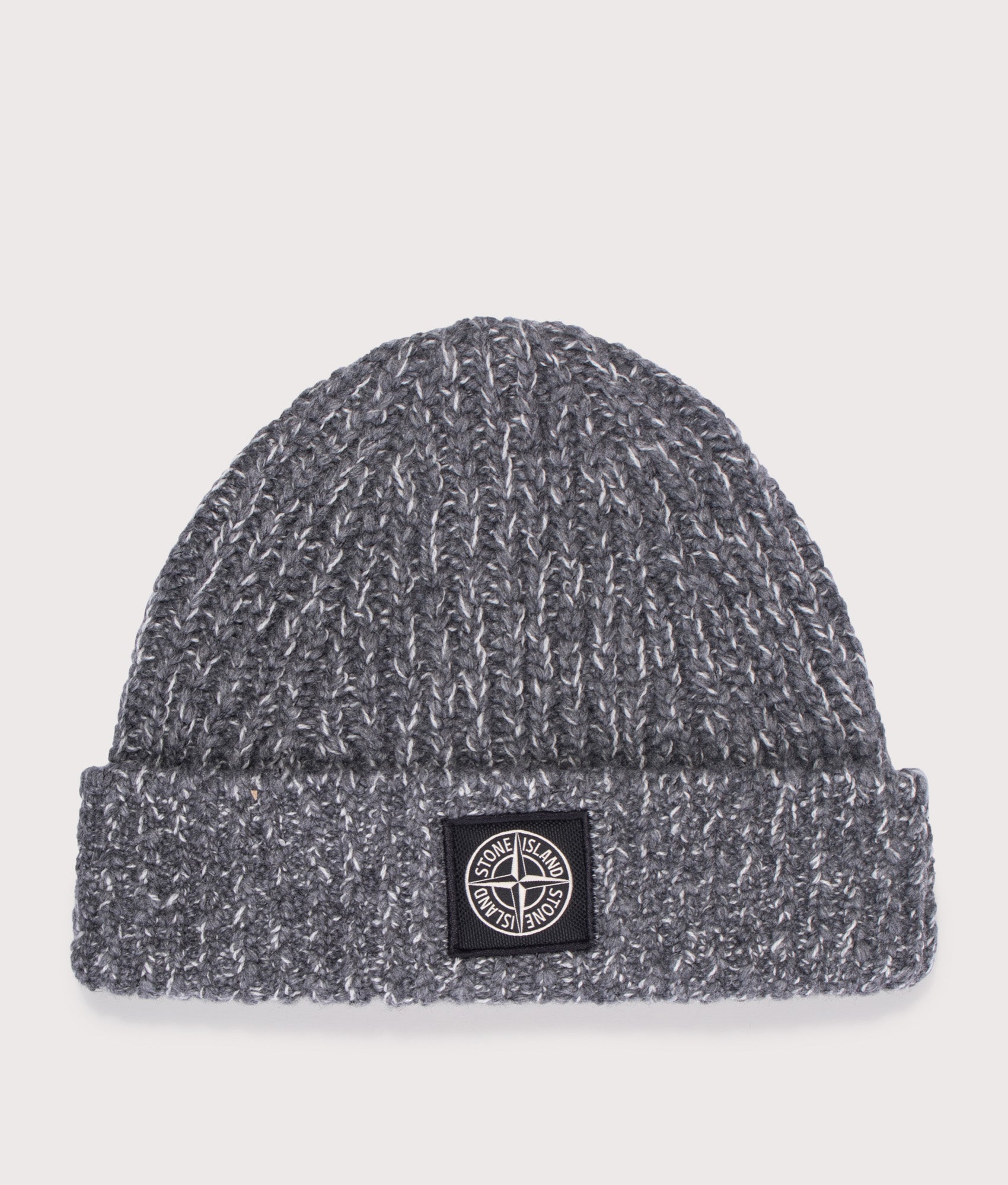 Fancy Yarn Mouliné Wool Beanie Cement Melange | STONE ISLAND | EQVVS