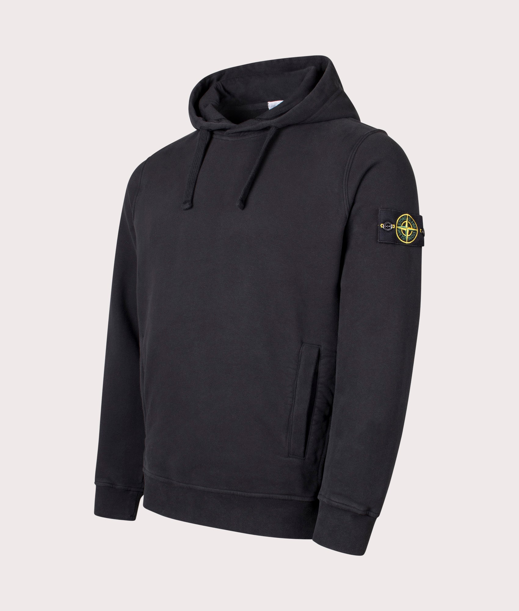 Brushed Organic Cotton Hoodie in Black | STONE ISLAND | EQVVS