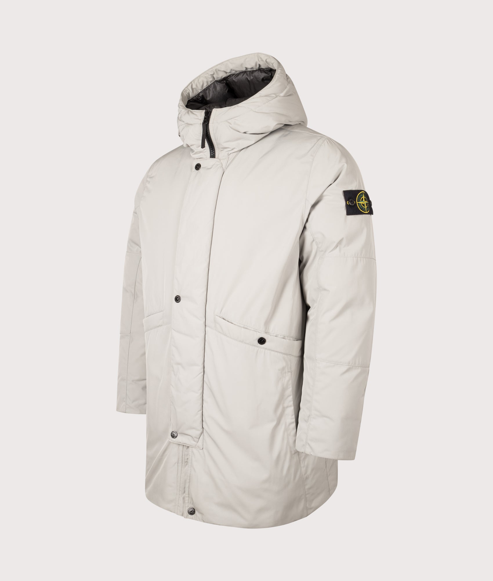 Micro Twill Down Parka in Pearl Grey | STONE ISLAND | EQVVS