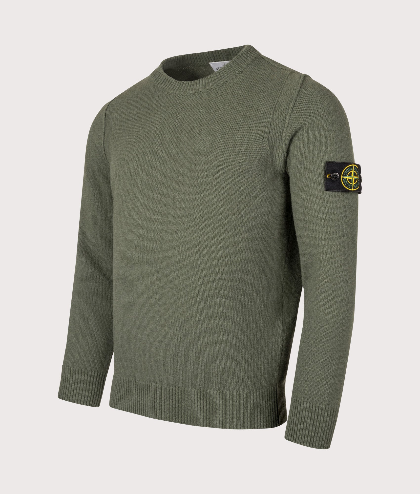 Lambswool Crew Neck Jumper in Military Green STONE ISLAND EQVVS