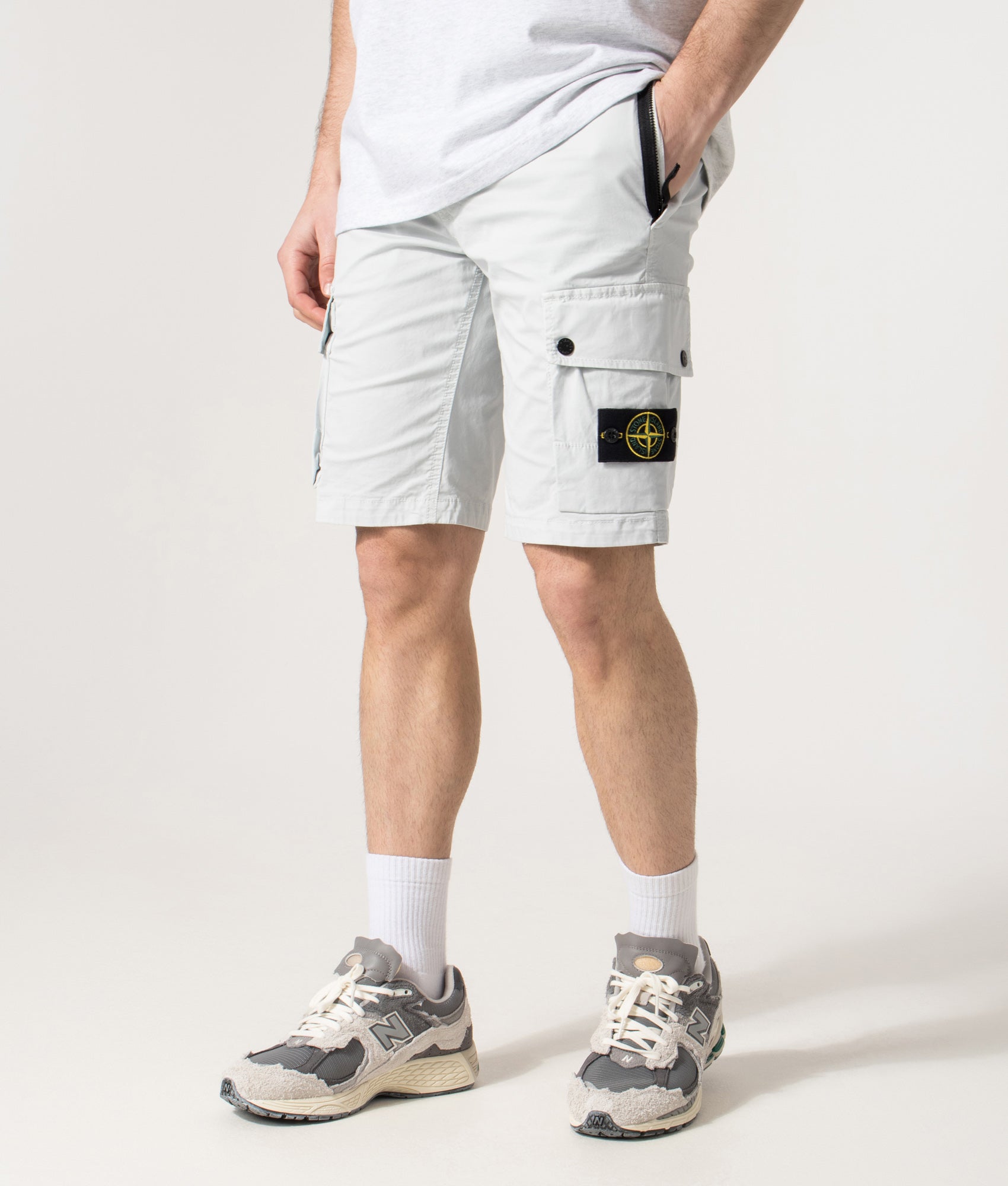 Slim Fit Cargo Bermuda Shorts in Sky Blue | STONE ISLAND | EQVVS