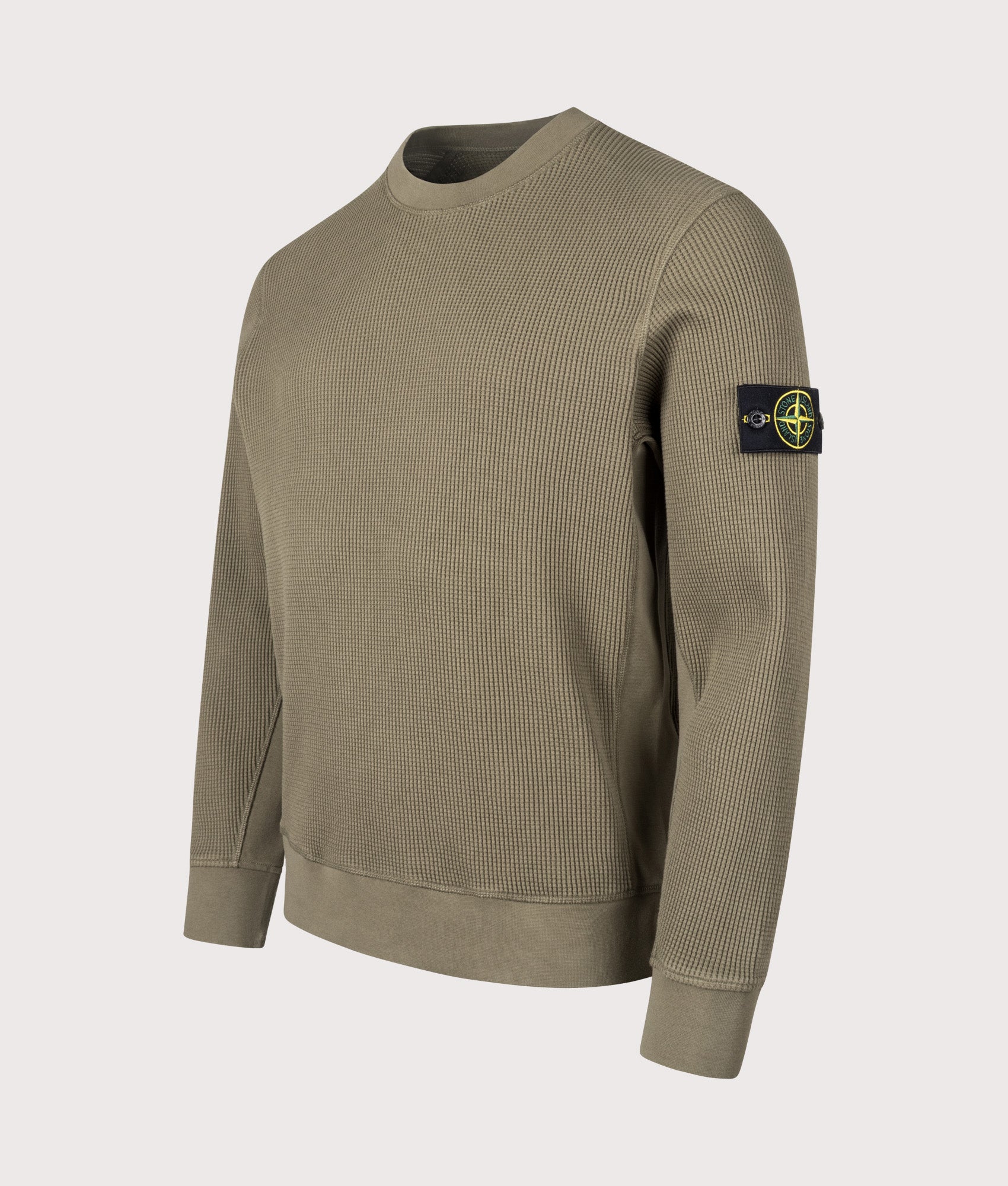 Waffle Knit Sweatshirt in Military Green | STONE ISLAND | EQVVS