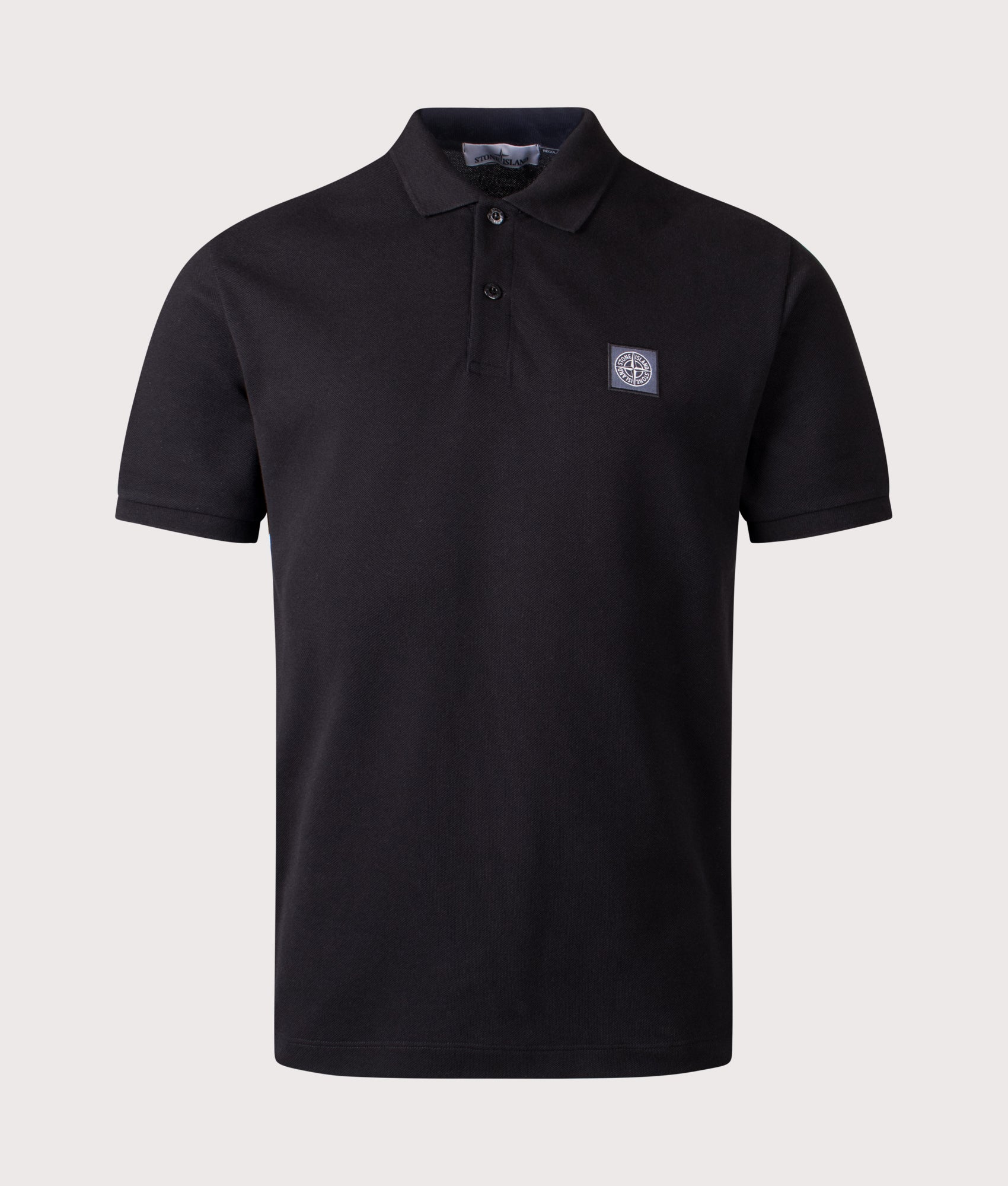 Compass Patch Polo Shirt in Black | STONE ISLAND | EQVVS