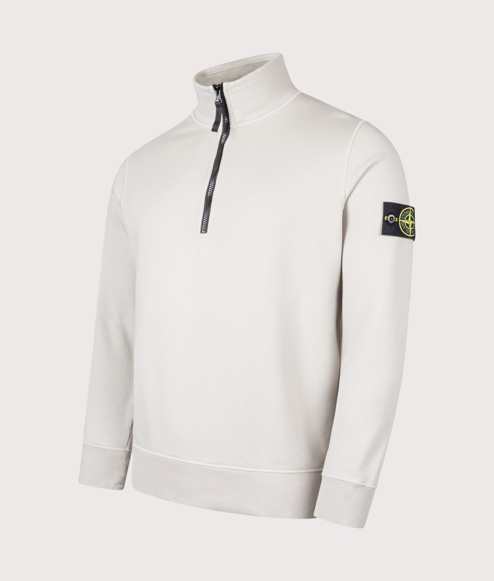 Quarter Zip Sweatshirt in Pearl Grey | STONE ISLAND | EQVVS