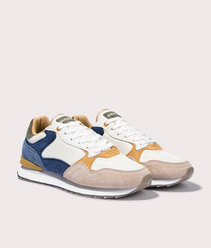 HOFF Tripoli Sneakers in Blue, White & Khaki with Printed Sole Angle Shot EQVVS