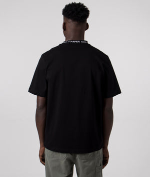 Daily Paper Erib T-Shirt in Black with Branded Collar, 100% Cotton Model Back Shot at EQVVS