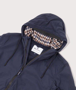 Active Hooded Shell Jacket in Navy by Aquascutum. EQVVS Detail Shot.