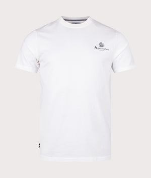 Active Small Logo T-Shirt in Optical White by Aquascutum. EQVVS front angle shot.