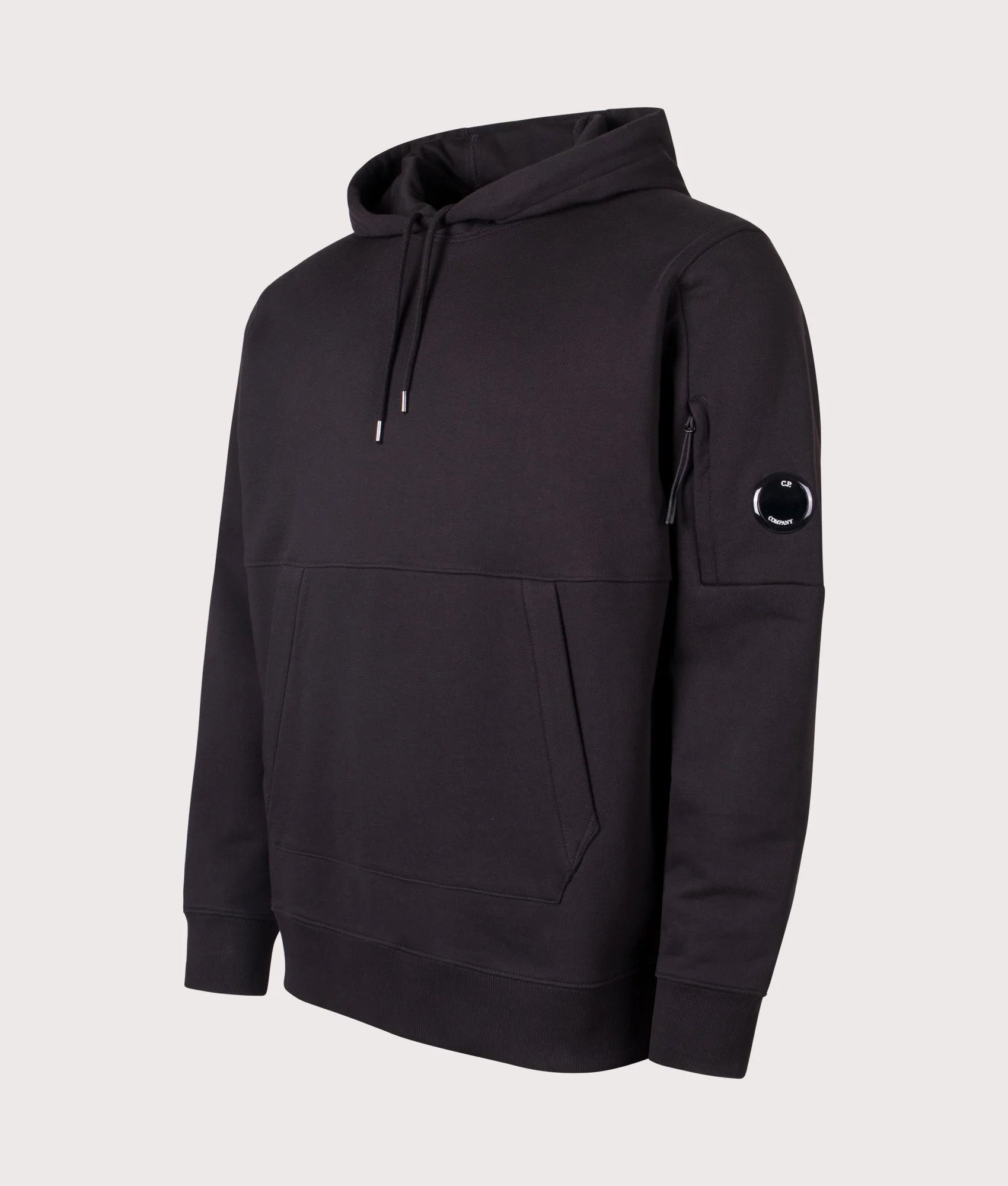 Diagonal Raised Fleece Lens Hoodie in Black | C.P. Company | EQVVS