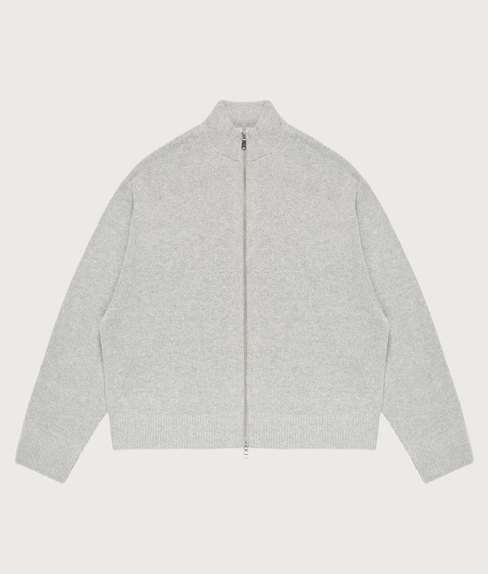 Mohair Blend Knit Track Jacket in Light Grey | MKI MIYUKI ZOKU | EQVVS