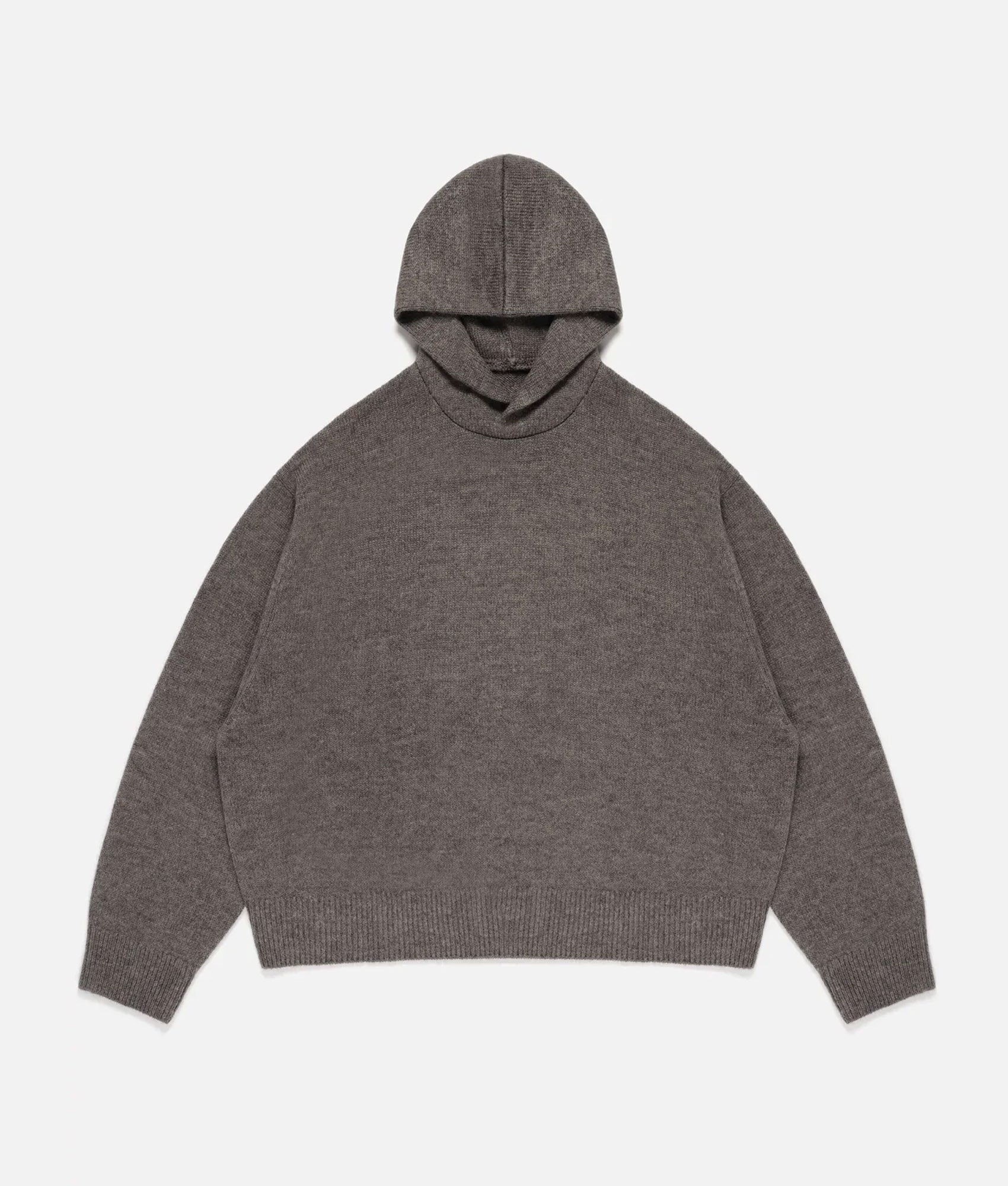 Mohair Blend Knit Hoodie Brown Marl | MKI MIYUKI ZOKU | EQVVS