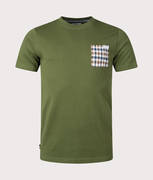 Active Club Check Pocket T-Shirt in Army Green by Aquascutum. EQVVS Front Angle Shot.