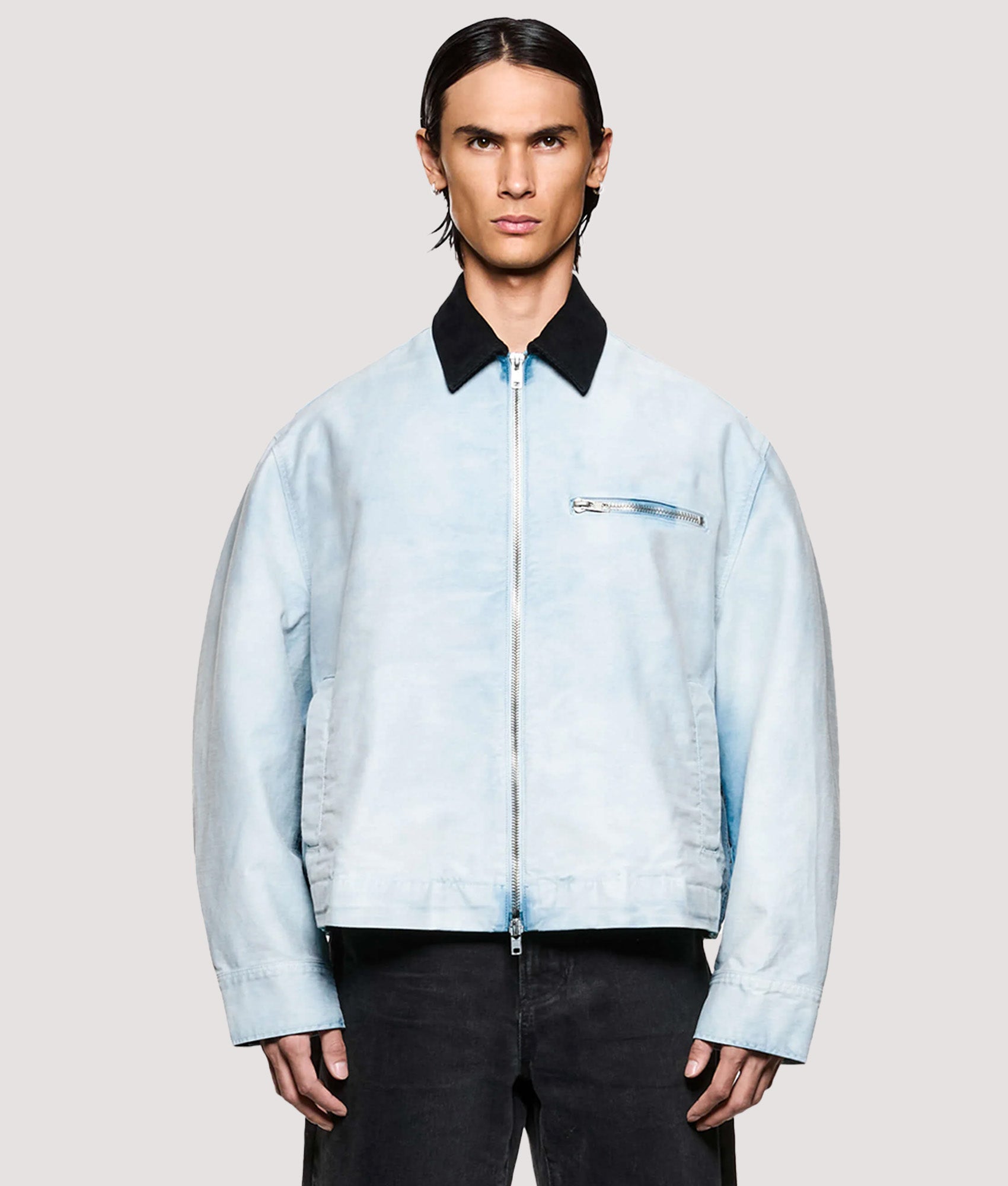 Box Fit Sunfaded Work Jacket in Bleach | MKI MIYUKI ZOKU | EQVVS