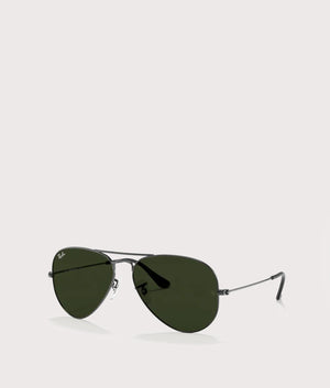 Aviator-Large-Metal-Sunglasses-Polished-Gunmetal-Green-Lens-Ray-Ban-EQVVS