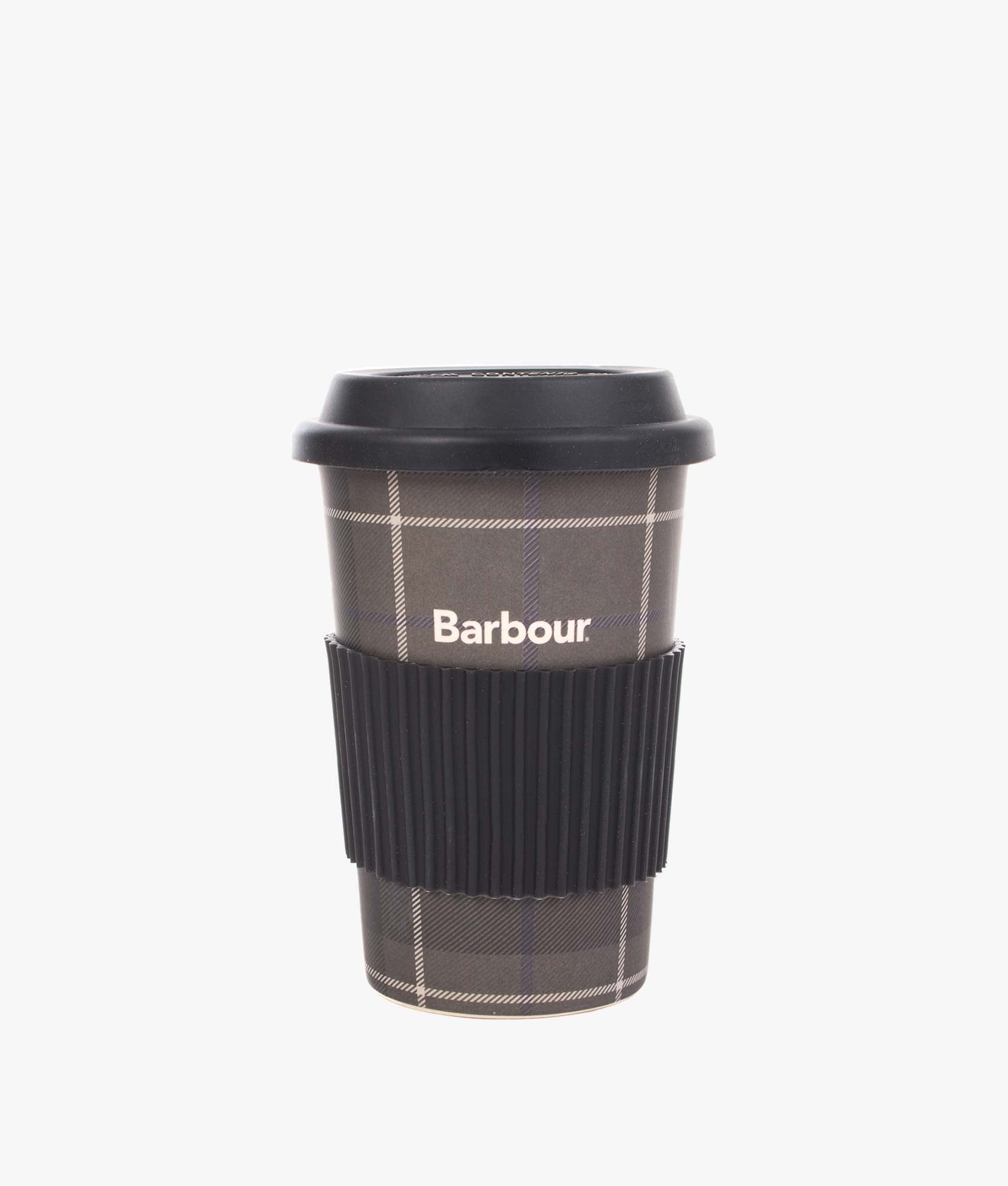 Tartan Travel Mug Monochrome Barbour Lifestyle EQVVS