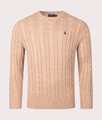Cable Knit Cotton Jumper: 014 Camel Melange