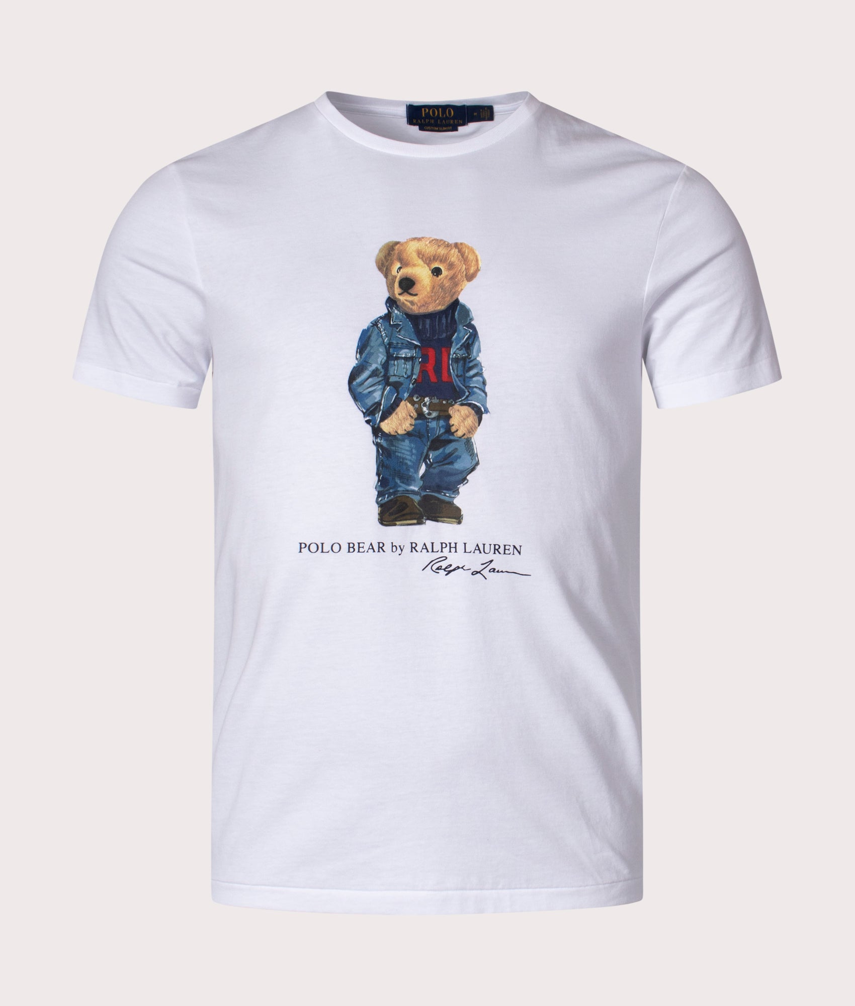 Custom Slim Fit Polo Bear Jersey T-shirt White Polo Ralph Lauren