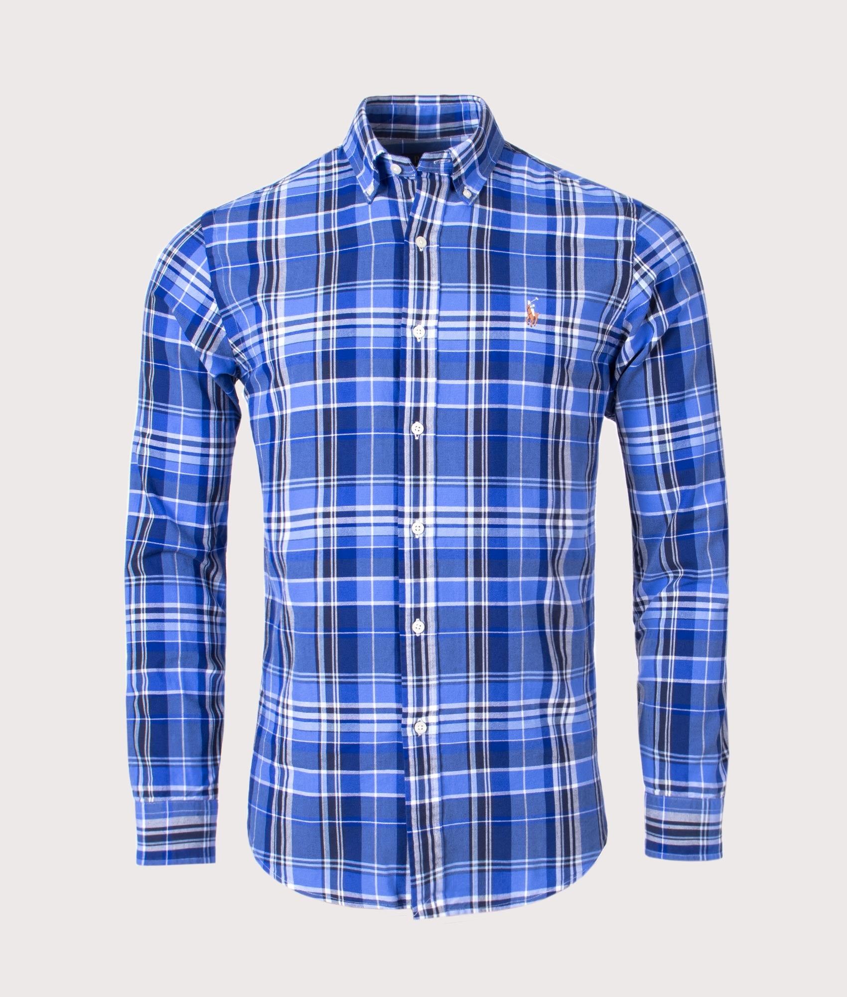 Custom Fit Checkered Oxford Shirt Blue Multi Polo Ralph Lauren