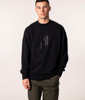 Oversized-AMI-Paris-Sweatshirt-Black-Ami-EQVVS