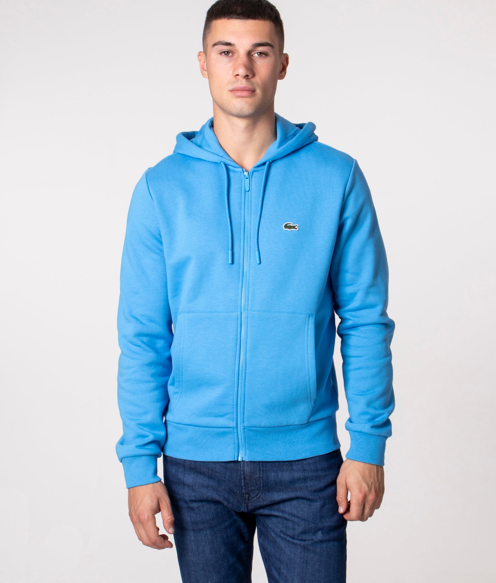 Zip Through Logo Hoodie Argentine Blue | Lacoste EQVVS