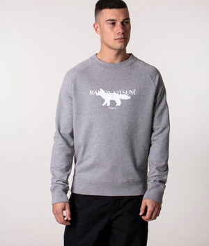 Fox-Stamp-Clean-Sweatshirt-Grey-Melange-Maison-Kitsune-EQVVS