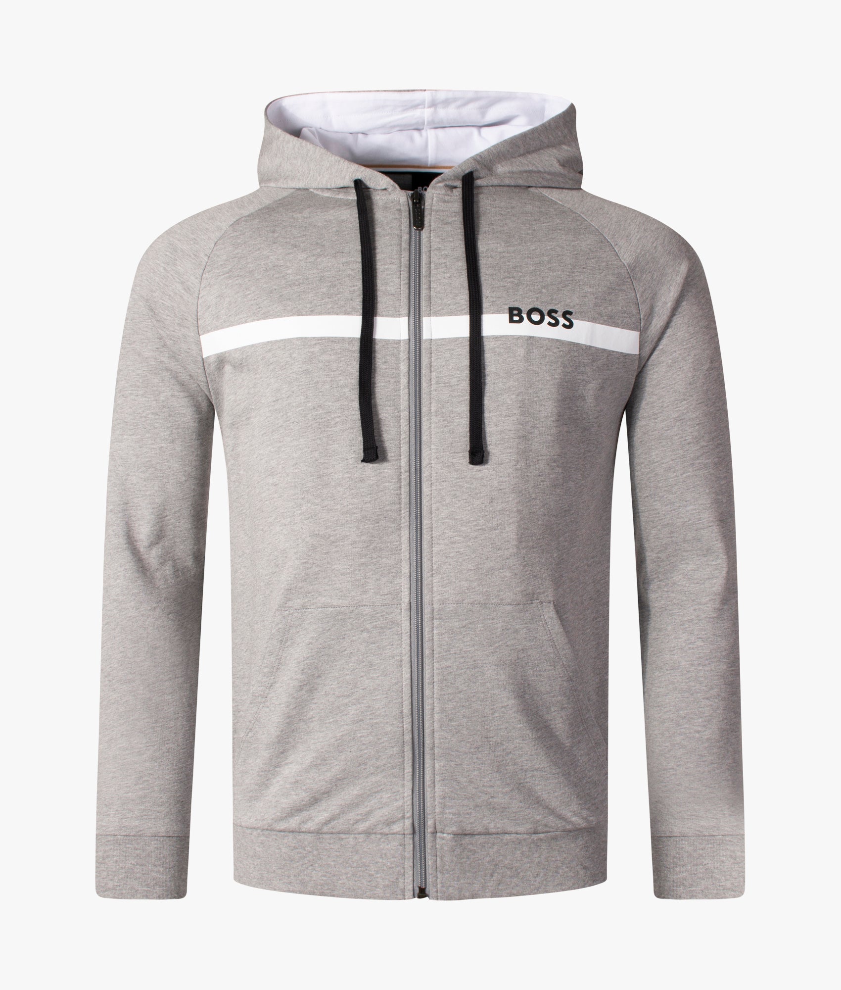 Boss Bodywear Authentic French Terry Zip Up Hoodie in Gray