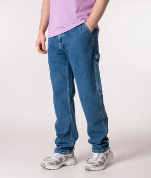 Ruck Single Knee Pants in Blue by Carhartt WIP at EQVVS front angle
