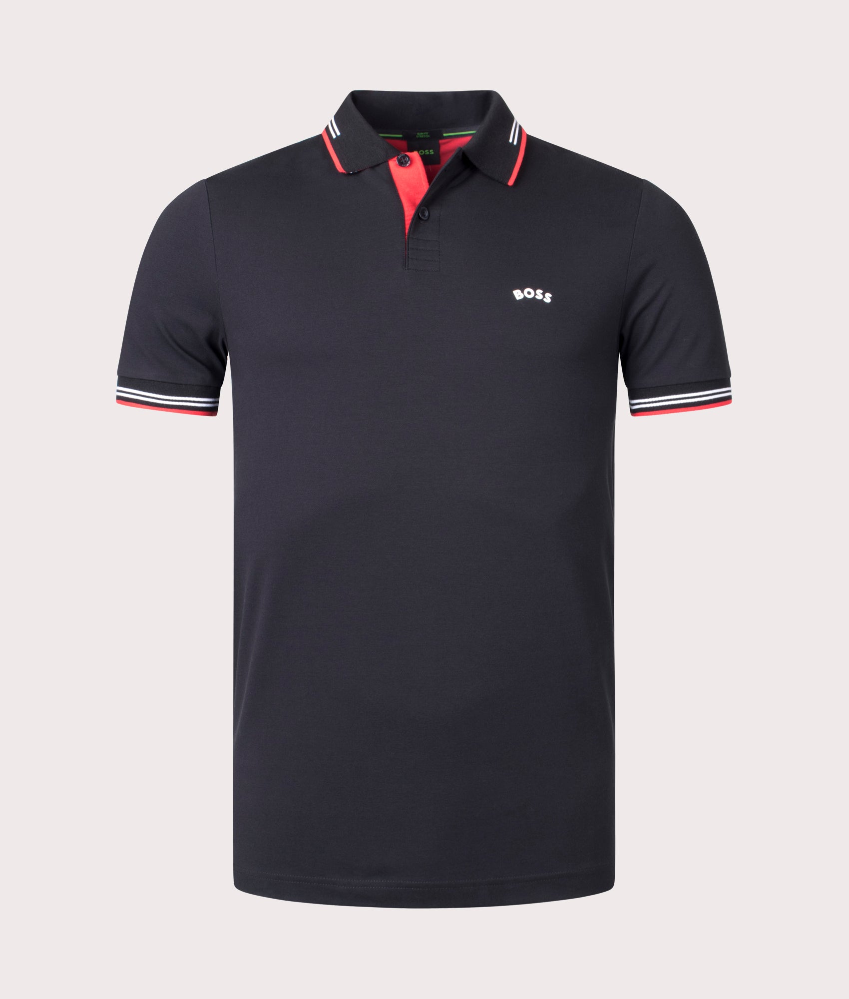 Slim Fit Black Paul Curved Logo Polo Shirt BOSS EQVVS