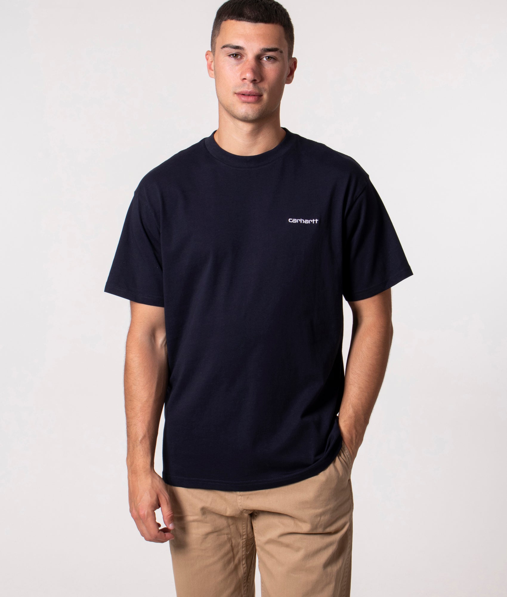 Relaxed Fit Script Embroidery T-Shirt Dark Navy Carhartt WIP EQVVS