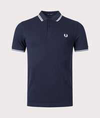 Twin Tipped Fred Perry Polo Shirt: 238 Navy/White/White