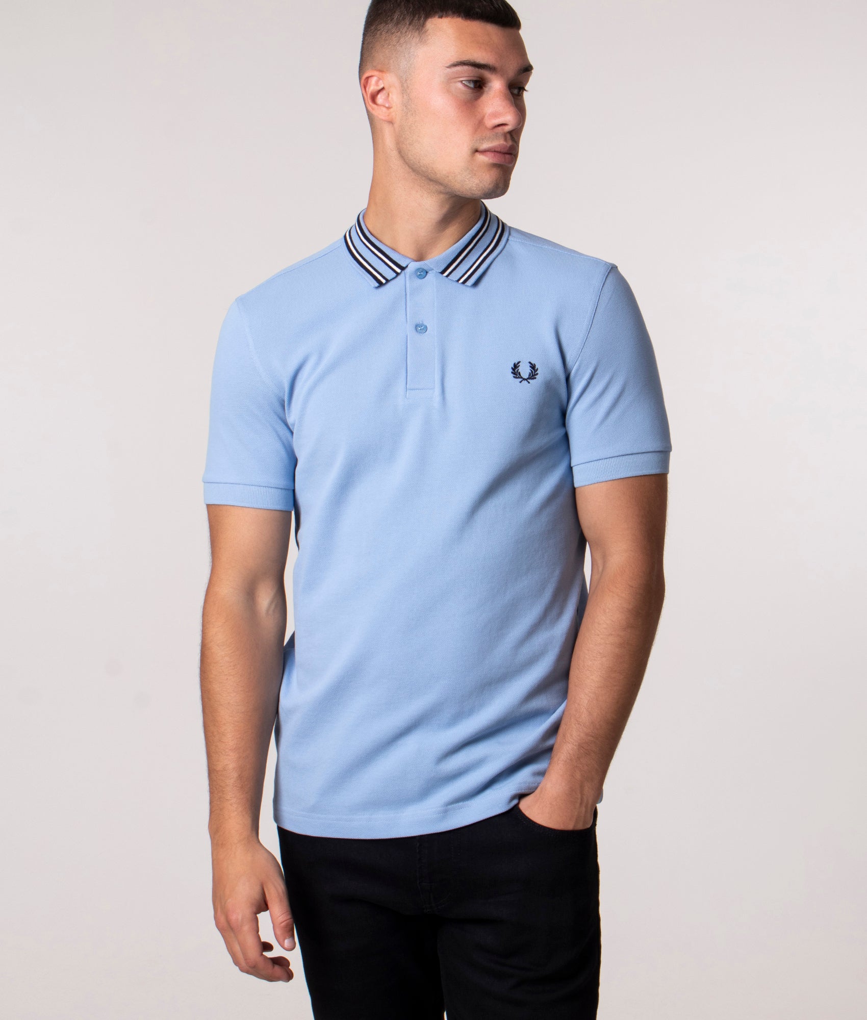 Striped Collar Polo Shirt Sky Fred Perry EQVVS