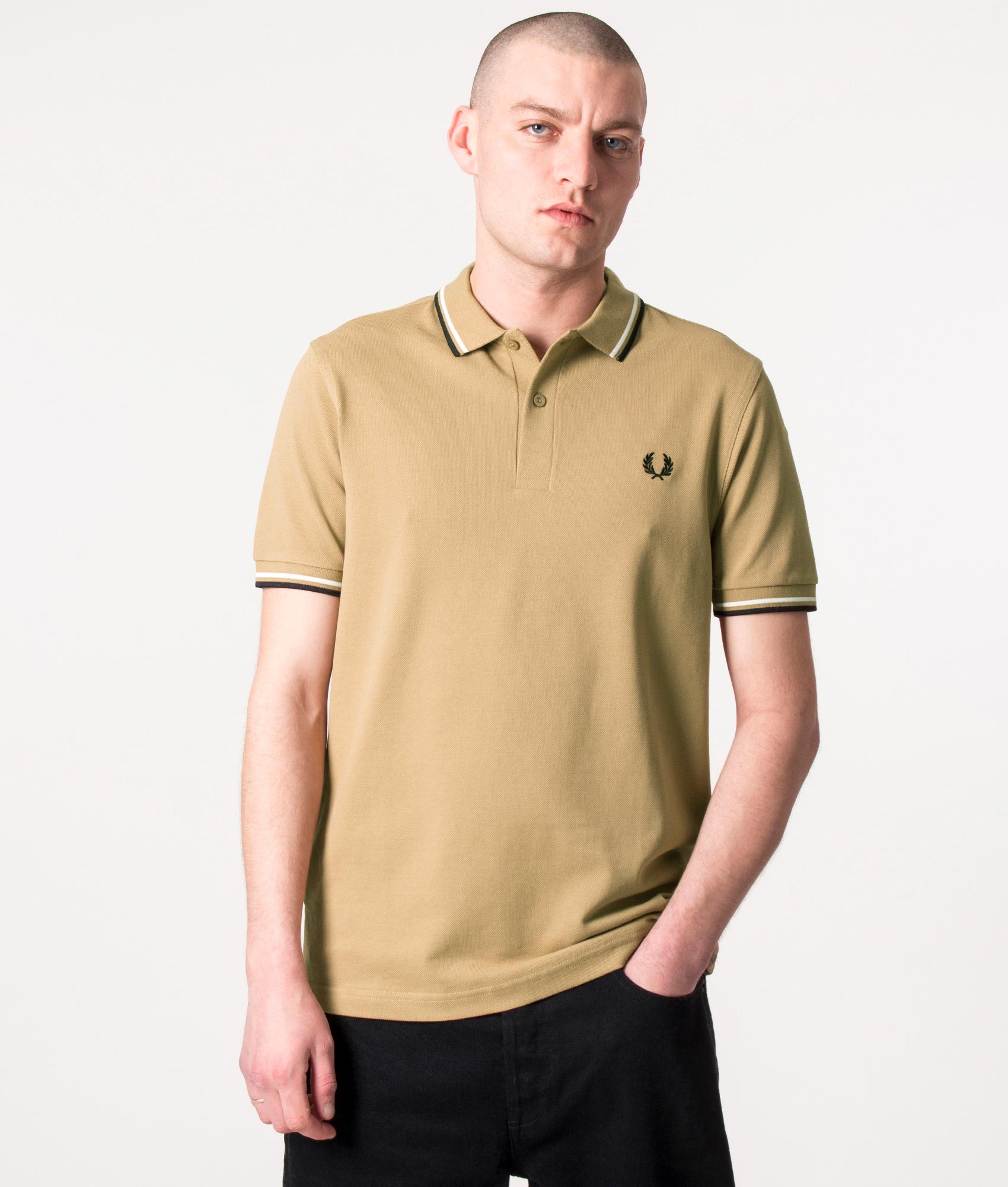Tipped Fred Perry Polo Shirt Stone/White/Black Fred Perry EQVVS