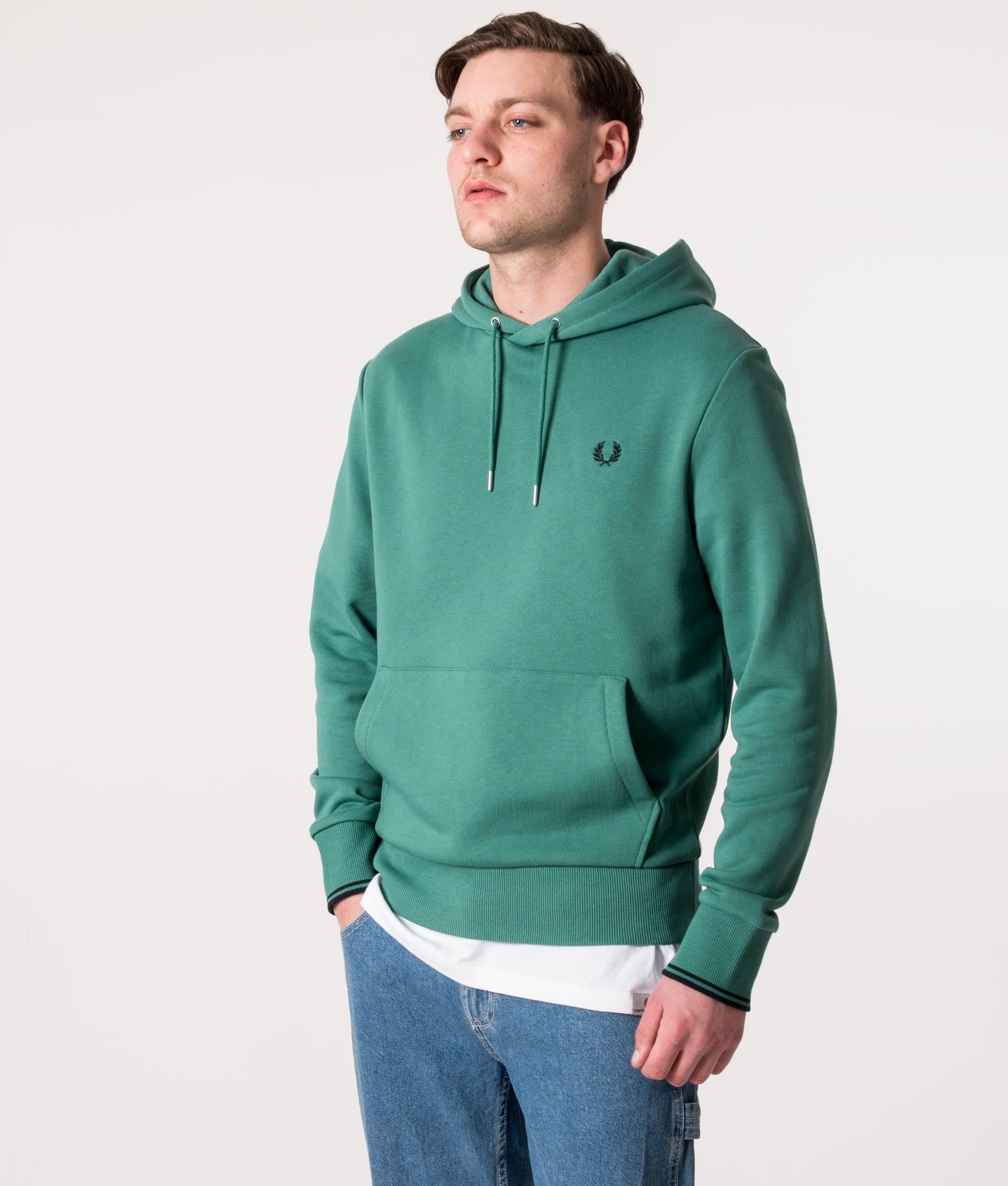 Twin Tipped Hoodie Deep Mint | Fred Perry | EQVVS