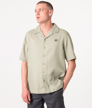 Short-Sleeve-Linen-Blend-Revere-Collar-Shirt-Seagrass-Fred-Perry-EQVVS