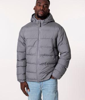 Pretty Green Cyclone Quilted Jacket in Grey at EQVVS, Model front 2