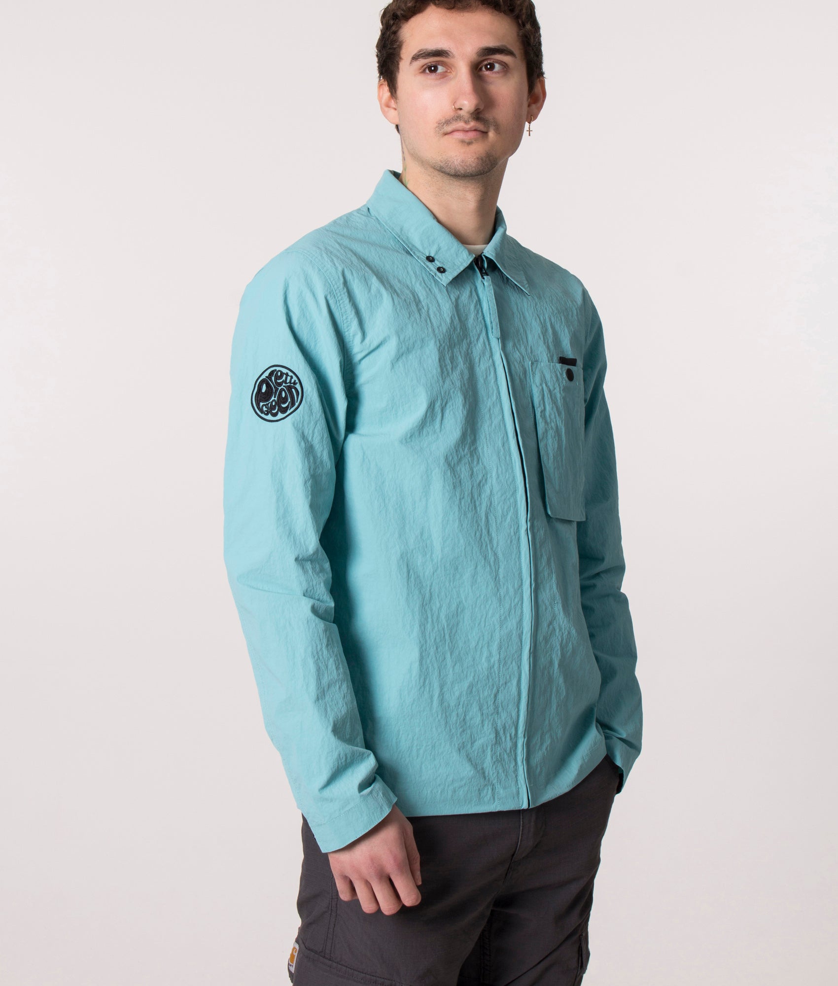Heaton Pretty Green Light Blue Jacket Lightweight Heaton Overshirt