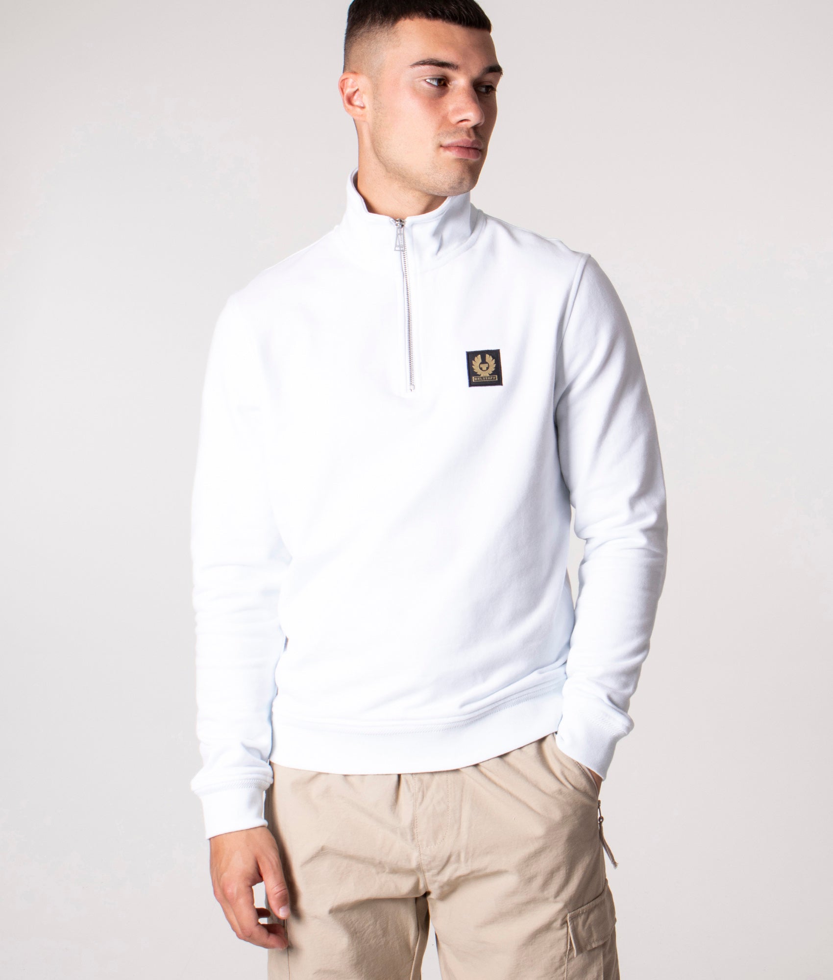 Belstaff Quarter Zip White Sweatshirt | Belstaff | EQVVS
