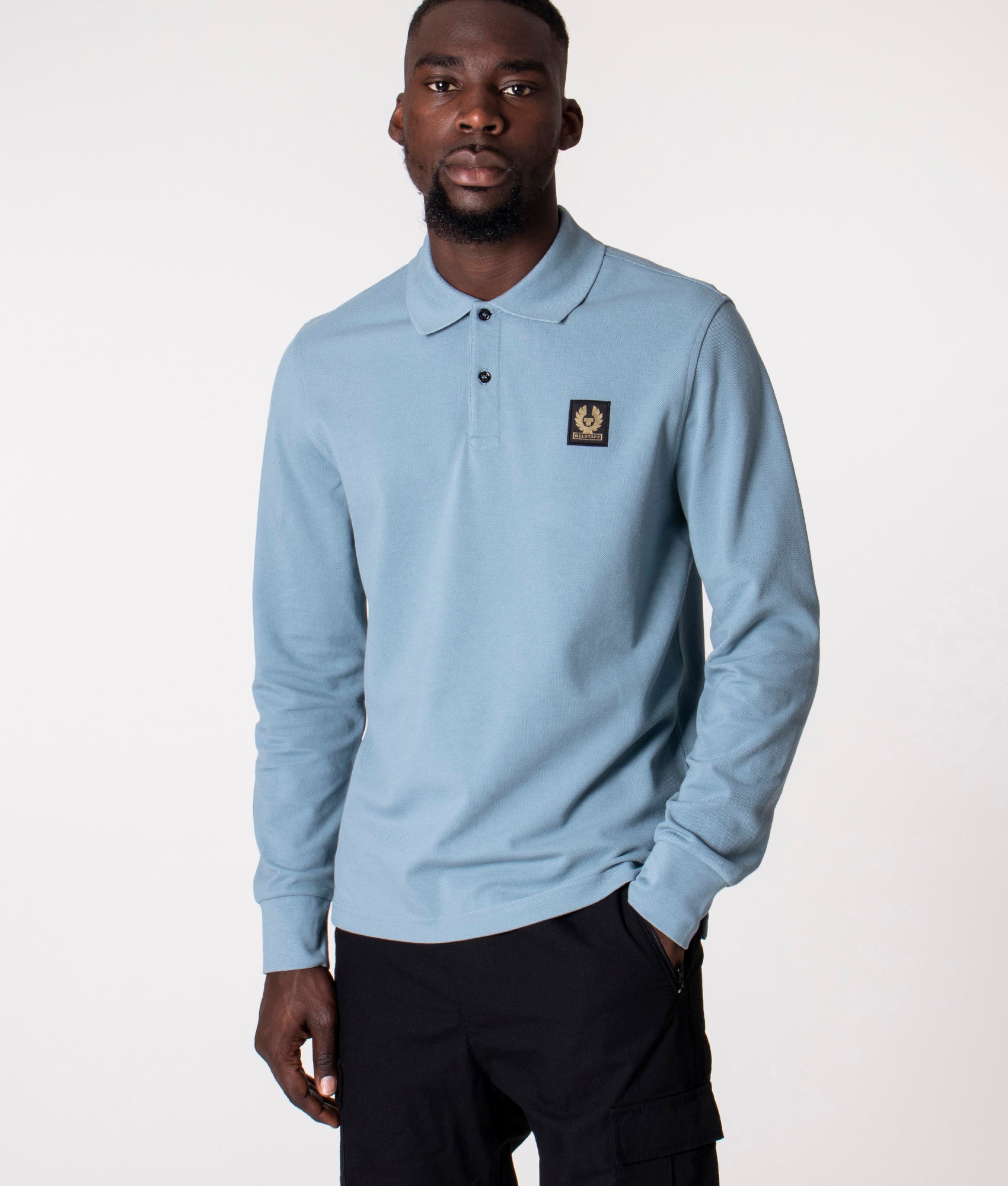 stone island long sleeve polo blue