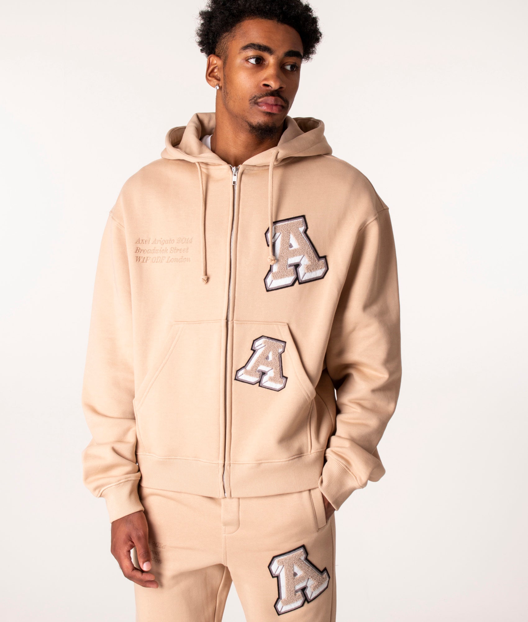 Zip Through Illusion Hoodie Light Taupe Axel Arigato EQVVS