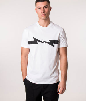 Slim-Ft-Horizontal-Bolt-Print-T-Shirt-White/Black-Neil-Barrett-EQVVS