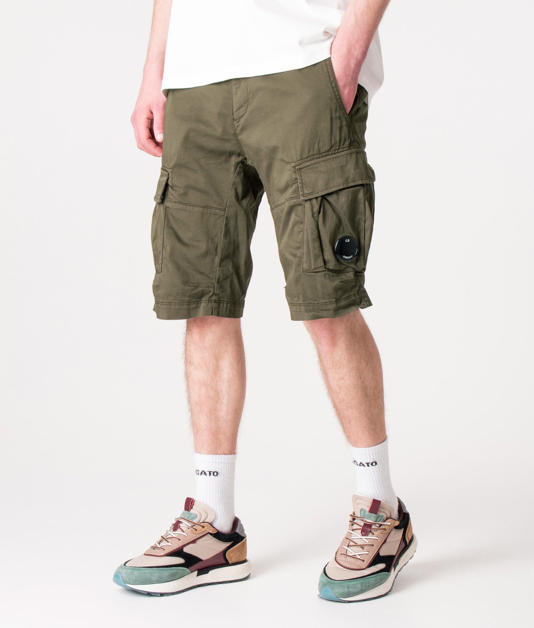 Stretch Sateen Cargo Shorts Ivy Green, C.P. Company