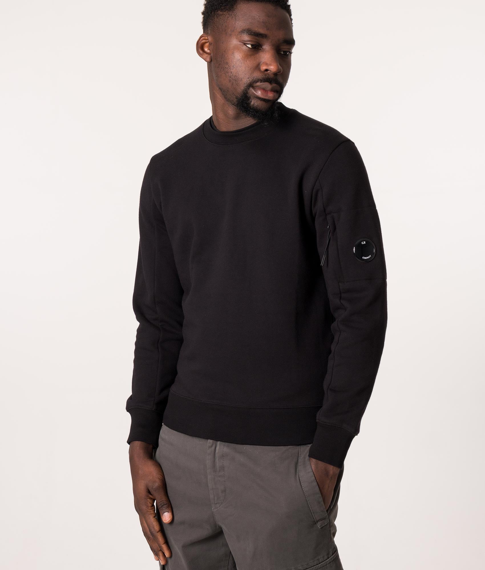 C.P. Company Light Fleece Crew Sweat Black - Terraces Menswear